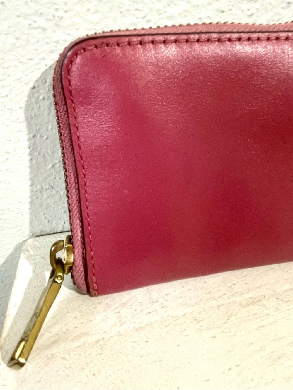 Coach Pink Leather Zip Around Wallet Organizer Card Holder Quiet Luxury Preppy